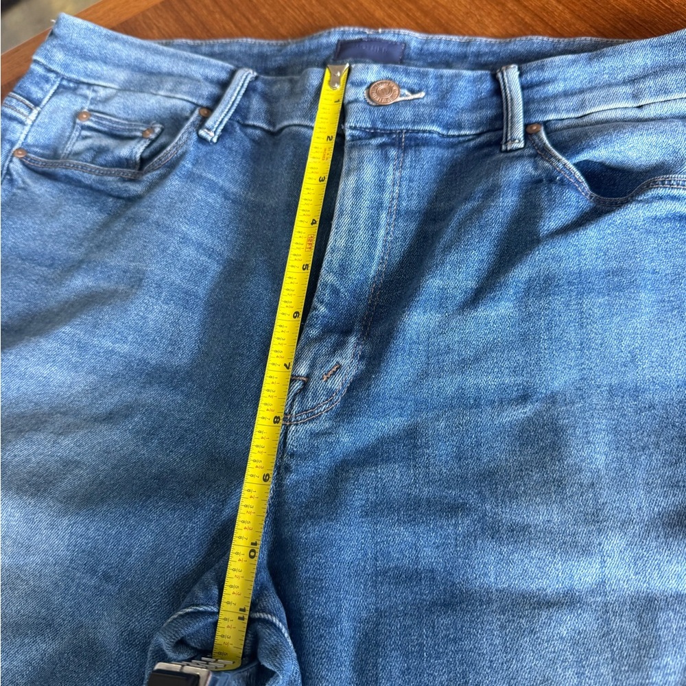 Mother Raw-Hem Straight-Leg Blue Denim Jeans - Picture 6 of 9